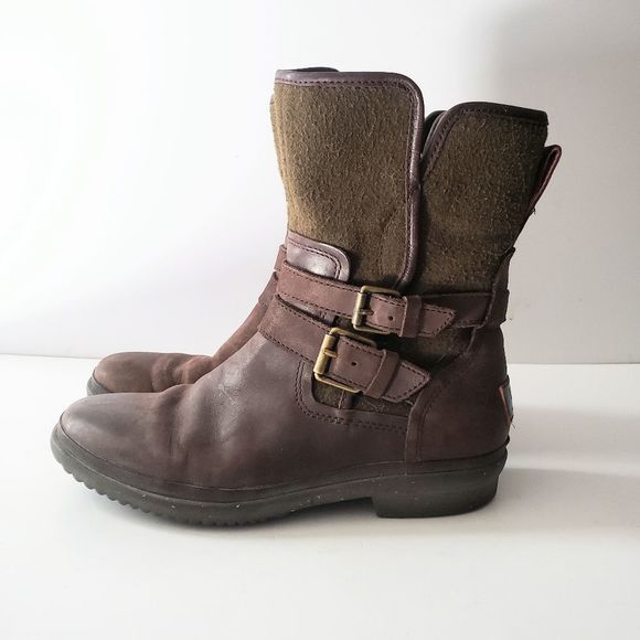 UGG Shoes - UGG Simmens Waterproof Boots Olive & Brown, Women's 6.5